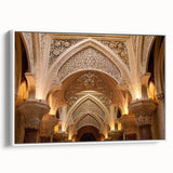 Framed canvas of a vintage-style black and white palace architecture, ideal for bedroom wall art.