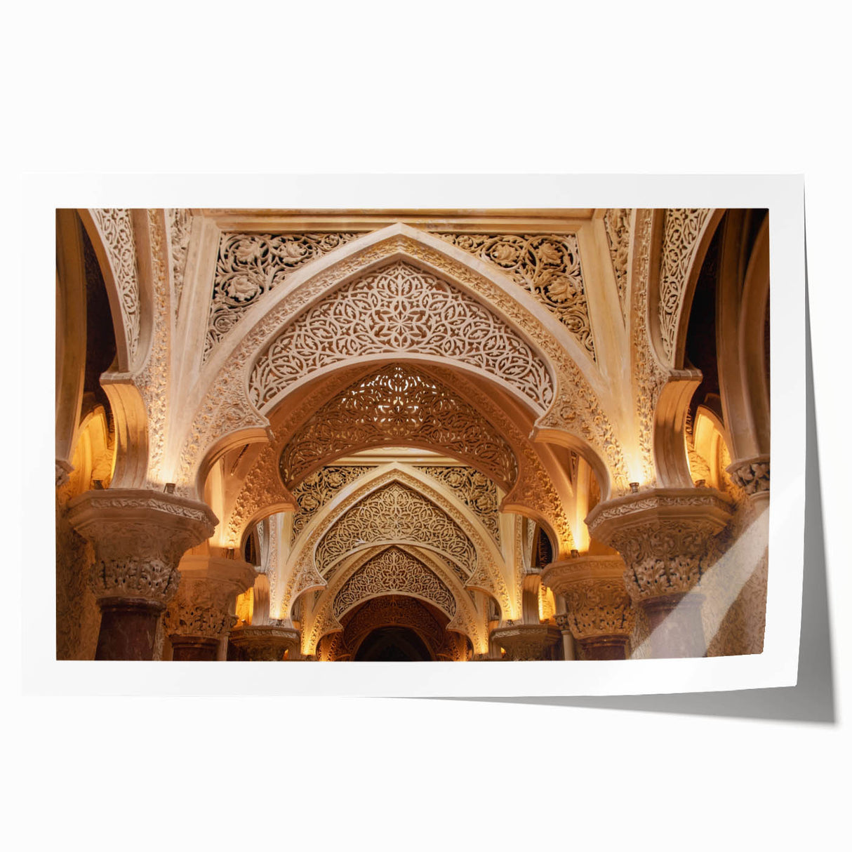 Extra large rolled print featuring a detailed floral design on a palace architecture backdrop.
