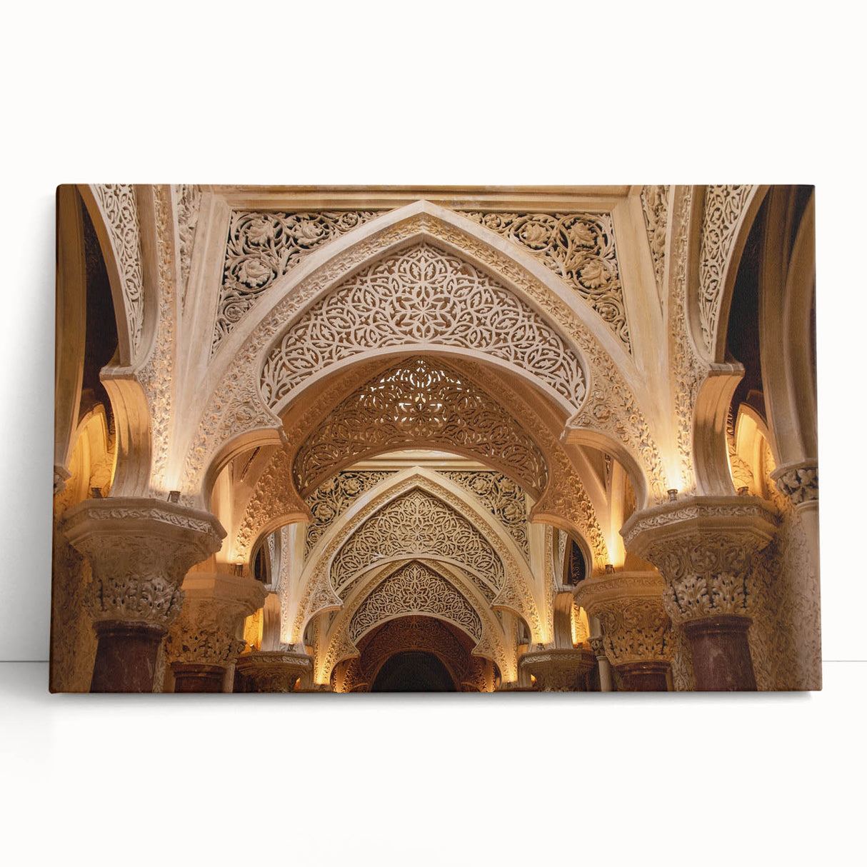 Black and white large art print of a palace design on stretched canvas, ideal for kitchen wall art or bedroom ambiance.
