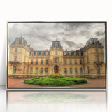 Art Deco-style palace architecture in silver framed acrylic, ideal for modern art wall decor in a nursery.