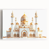 Black and white large art print of a palace architecture on stretched canvas, ideal for kitchen wall art.