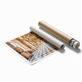 Extra large rolled canvas featuring a detailed floral design in muted earth tones, ideal for classy bathroom wall art.