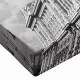 Large art of a black and white palace landscape painting on stretched canvas, suited for bedroom decor.