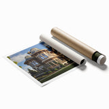 Extra large rolled print featuring a detailed floral design on a palace architecture backdrop.