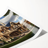 Extra large wall art of line art flowers in muted monochrome, printed on rolled canvas.