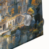 Mid-century modernist large abstract wall art on acrylic glass, featuring geometric shapes in earth tones.