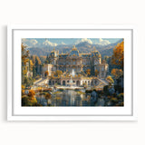 Extra large abstract art print featuring a textured palace design in muted earth tones, framed with a white mat.