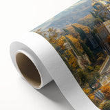 Art Deco style palace architecture in monochrome, printed on rolled canvas, suitable for nursery wall art.