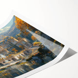 Extra large rolled print featuring line art flowers in black on white, ideal for large living room wall art.