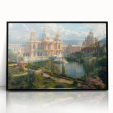 Large abstract wall art featuring mid-century modernist style in muted gray and blue, framed in black acrylic.