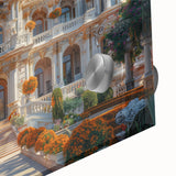 Mid-century modernist large abstract wall art on acrylic glass featuring geometric shapes in muted earth tones.