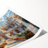 Extra large wall art featuring line art flowers in muted earth tones on a rolled canvas.