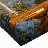 Large black and white landscape art painting on stretched canvas depicting an intricate palace design.