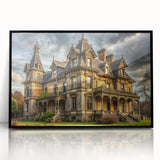 Large abstract wall art featuring mid-century modernist style in monochrome, framed in black acrylic.