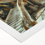 Art deco poster featuring a palace design in muted gold and ivory tones on rolled canvas, suitable for dining room walls.