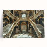Black and white stretched canvas of a grand palace architecture, ideal for kitchen wall art or bedroom ambiance.