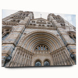 Large abstract wall art of a palace design in muted beige and cream tones on acrylic glass.