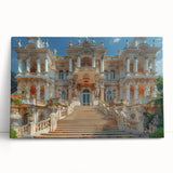 Black and white photo of the Leaning Tower of Pisa on stretched canvas, ideal for kitchen wall art or bedroom decor.