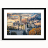 Extra large abstract art print featuring vibrant, colorful textures on a black framed canvas, ideal for living room decor.