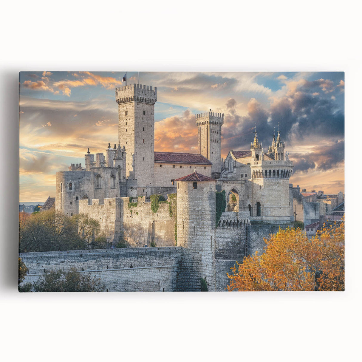 Black and white large art of a palace architecture on stretched canvas, ideal for kitchen wall art.