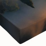 Large art of a black and white palace landscape on stretched canvas, suitable for bedroom decor.