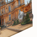 Mid-century modernist large abstract wall art on acrylic glass, featuring geometric shapes in earth tones.