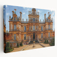 Large acrylic print of a classic palace architecture in muted beige and cream tones, ideal for kitchen wall art.