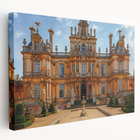 Large acrylic print of a classic palace architecture in muted beige and cream tones, ideal for kitchen wall art.