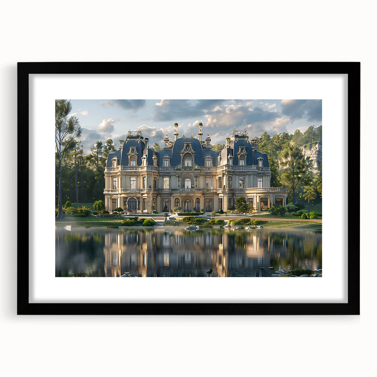 Extra large abstract art print featuring colorful, textured strokes, in a black frame, ideal for living room decor.