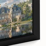 Extra large framed canvas featuring a close-up of a black palace design with colorful, textured art details.