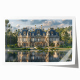 Extra large rolled print of a palace architecture design in muted earth tones.