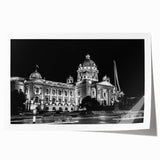 Extra large rolled print of a palace architecture design in muted earth tones, ideal for art wall dining room.