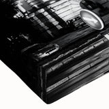 Large art depicting a detailed black and white landscape painting of a palace on stretched canvas.