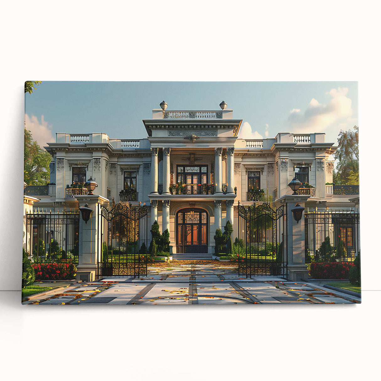 Black and white photo of a leaning palace architecture on stretched canvas, ideal for kitchen wall art or bedroom.
