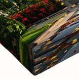 Large art of a black and white palace landscape on stretched canvas, suitable for bedroom wall decor.