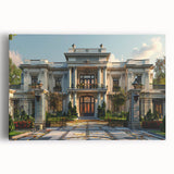 Black and white photo of a palace architecture on large stretched canvas, ideal for kitchen wall art.