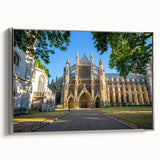 Vintage poster art of a palace design on framed canvas, featuring black and colorful art.