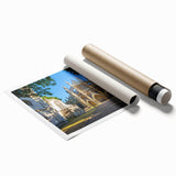 Extra large rolled print featuring a detailed floral design on a palace architecture backdrop.