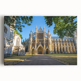 Black and white stretched canvas of a grand palace design, ideal for kitchen wall art.