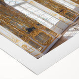 Art deco poster featuring a geometric palace design in monochrome tones on rolled canvas, suitable for dining room wall art.