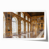 Rolled print of a palace architecture design in muted beige and white tones, suitable for dining room or bathroom wall art.