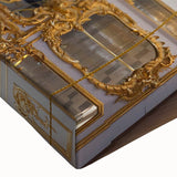 Large art of a black and white palace landscape painting on stretched canvas, ideal for bedroom decor.