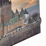 Mid-century modernist abstract palace design in muted earth tones on large acrylic glass, ideal for dining room art.