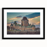Extra large abstract art print featuring a colorful, textured depiction of a palace, framed in black.