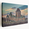 Large art print of a palace architecture design on stretched canvas, in muted earth tones, ideal for kitchen wall art.