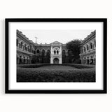 Extra large abstract art print featuring colorful, textured design on a black framed canvas, ideal for living room decor.