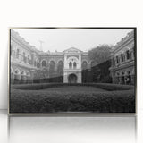 Art Deco-style palace architecture depicted in silver and gray tones on a framed acrylic.