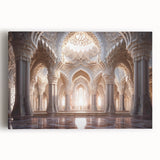 Black and white print of a palace architecture on stretched canvas, ideal for kitchen wall art.