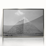 Art deco poster featuring symmetrical pyramid designs in silver and gray on acrylic, ideal for modern art wall decor.
