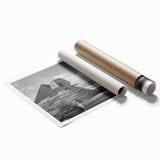 Extra large rolled print featuring a minimalist pyramid design in muted earth tones, ideal for classy bathroom wall art.